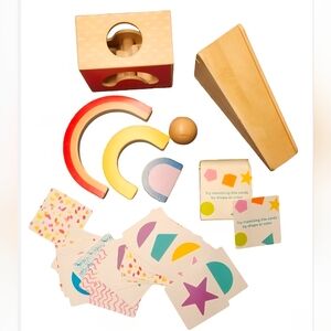 KiwiCo Panda Crate Wooden Montessori Rainbow Toys, Ramp, & Shape Matching Cards